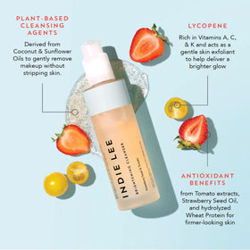 Indie Lee Brightening Cleanser demonstrating foamy lather for gentle cleansing