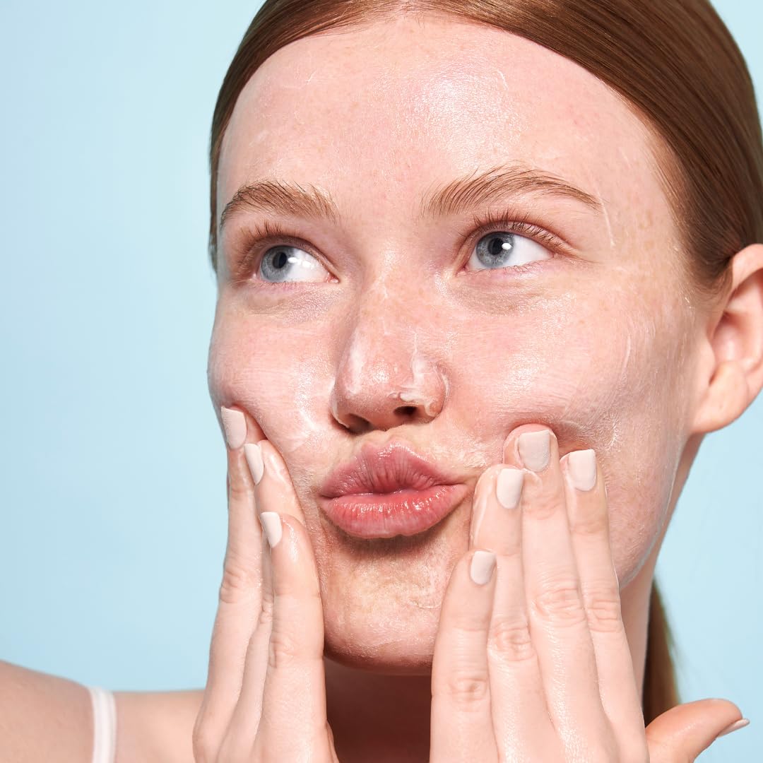 Indie Lee Brightening Cleanser in use as makeup remover for clean skin