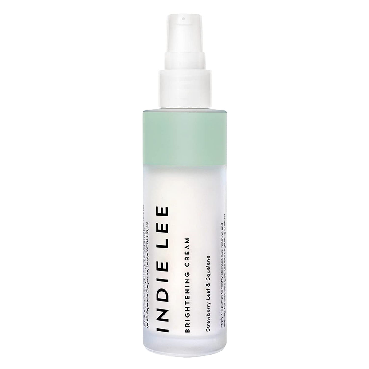 Indie Lee Brightening Cream jar close-up showing rich texture for radiant skin.