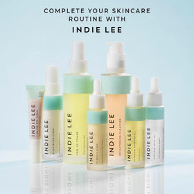 Indie Lee Squalane Oil applied to face for even tone and glow.