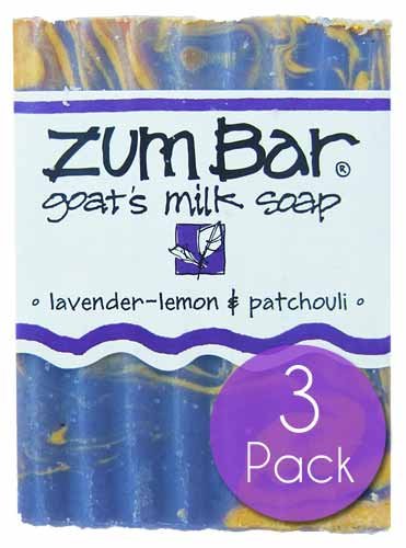 Indigo Wild Zum Bar Goat's Milk Soap with lavender-lemon-patchouli swirl for moisturizing cleanse
