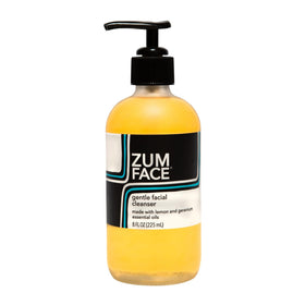 Indigo Wild Zum Face Cleanser bottle front shows gentle makeup removal and citrus scent.