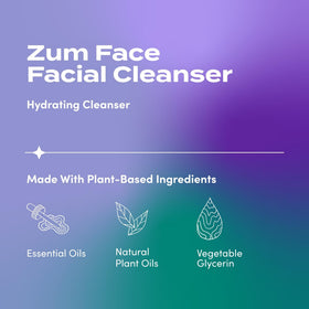 Indigo Wild Zum Face Cleanser bottle pour demonstrating quick rinse and refreshing feel.
