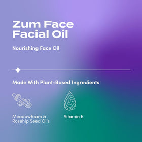 Indigo Wild Zum Face Oil pour shot illustrating lightweight texture for quick absorption