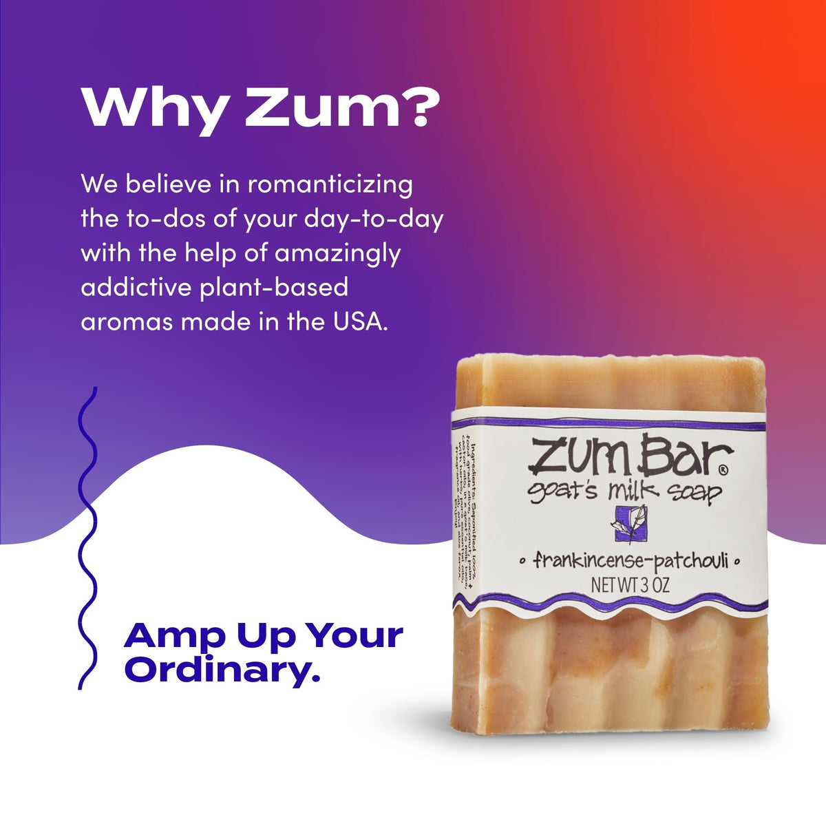 Indigo Wild Zum Goat Milk Soap Bar fragrance highlights frankincense and patchouli.