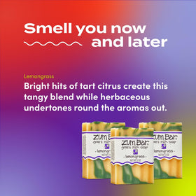 Indigo Wild Zum Goat's Milk Soap Lemongrass lather on hands provides gentle cleanse.