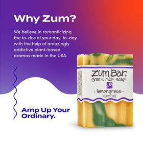 Indigo Wild Zum Goat's Milk Soap Lemongrass on shelf signals premium natural care.