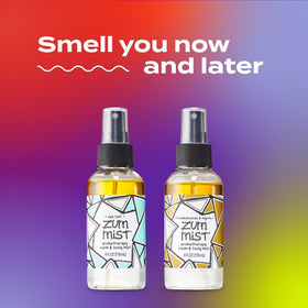 Front of Zum Mist packaging box highlighting natural ingredients