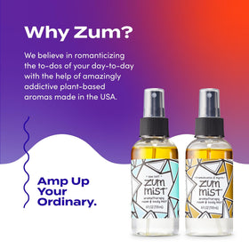 Person spritzing Zum Mist to refresh skin and surroundings