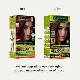 INDUS VALLEY Burgundy gel color bottle close-up highlights semi-permanent color