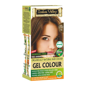 INDUS VALLEY damage-free gel color packaging image for easy at-home coloring.