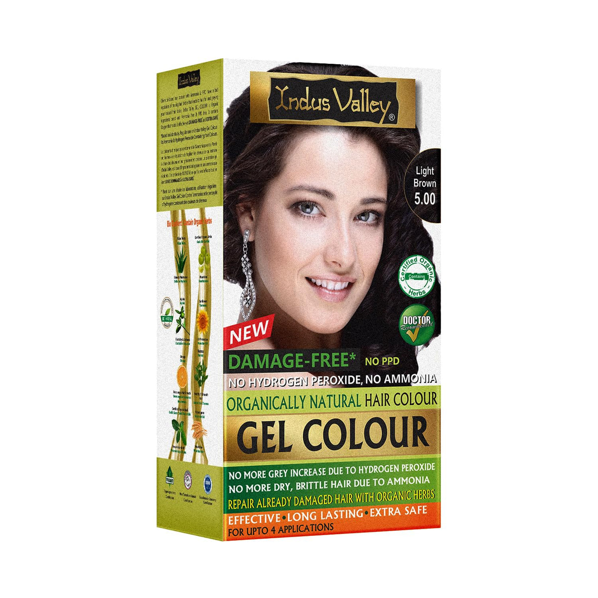 INDUS VALLEY damage-free gel color in light brown swatch for long-lasting, gentle coverage