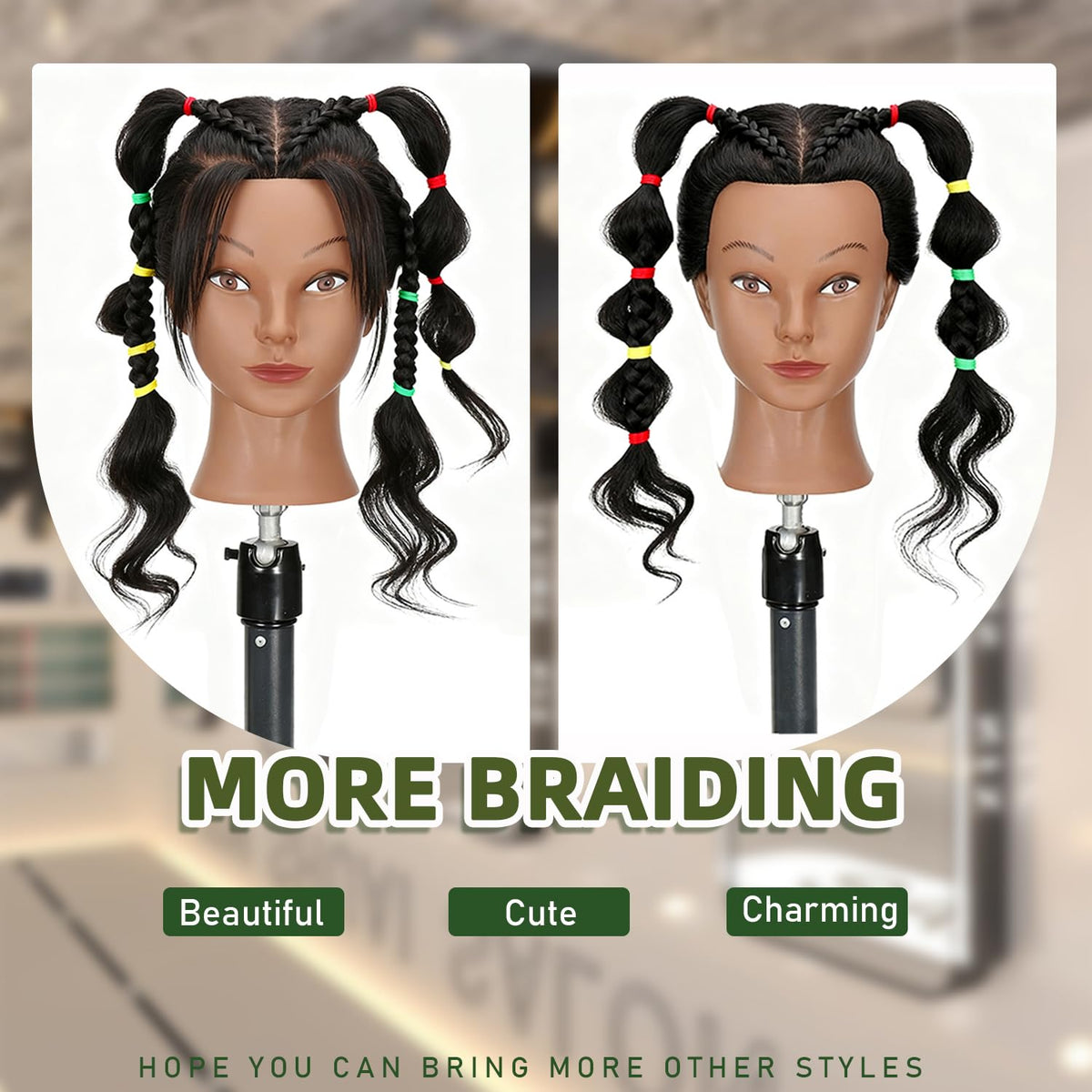 Ineffable cosmetology head ideal for hair styling demonstrations and technique practice.