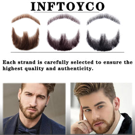 INFTOYCO fake mustache with adhesive attachment for quick, secure wear