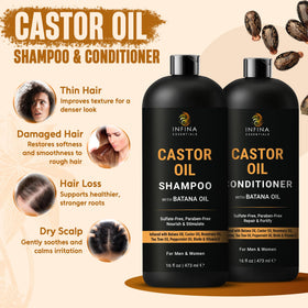 INFINA ESSENTIALS Batana Oil Conditioner bottle for silky, manageable hair.