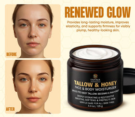Elbows and knees hydrated with INFINA ESSENTIALS beef tallow balm