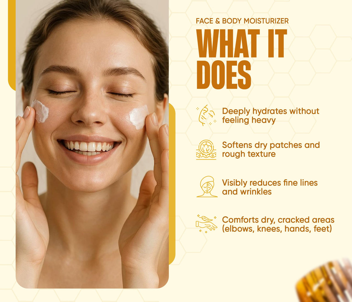 Applying INFINA ESSENTIALS beef tallow face cream for quick absorption and softness