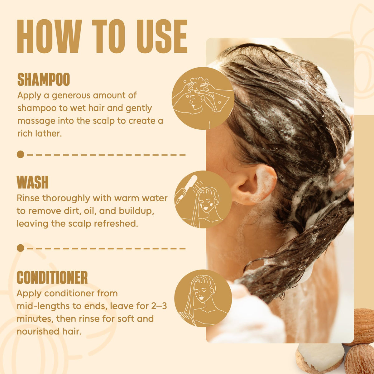 INFINA ESSENTIALS Frizz-control duo application image showing smooth, hydrated hair.