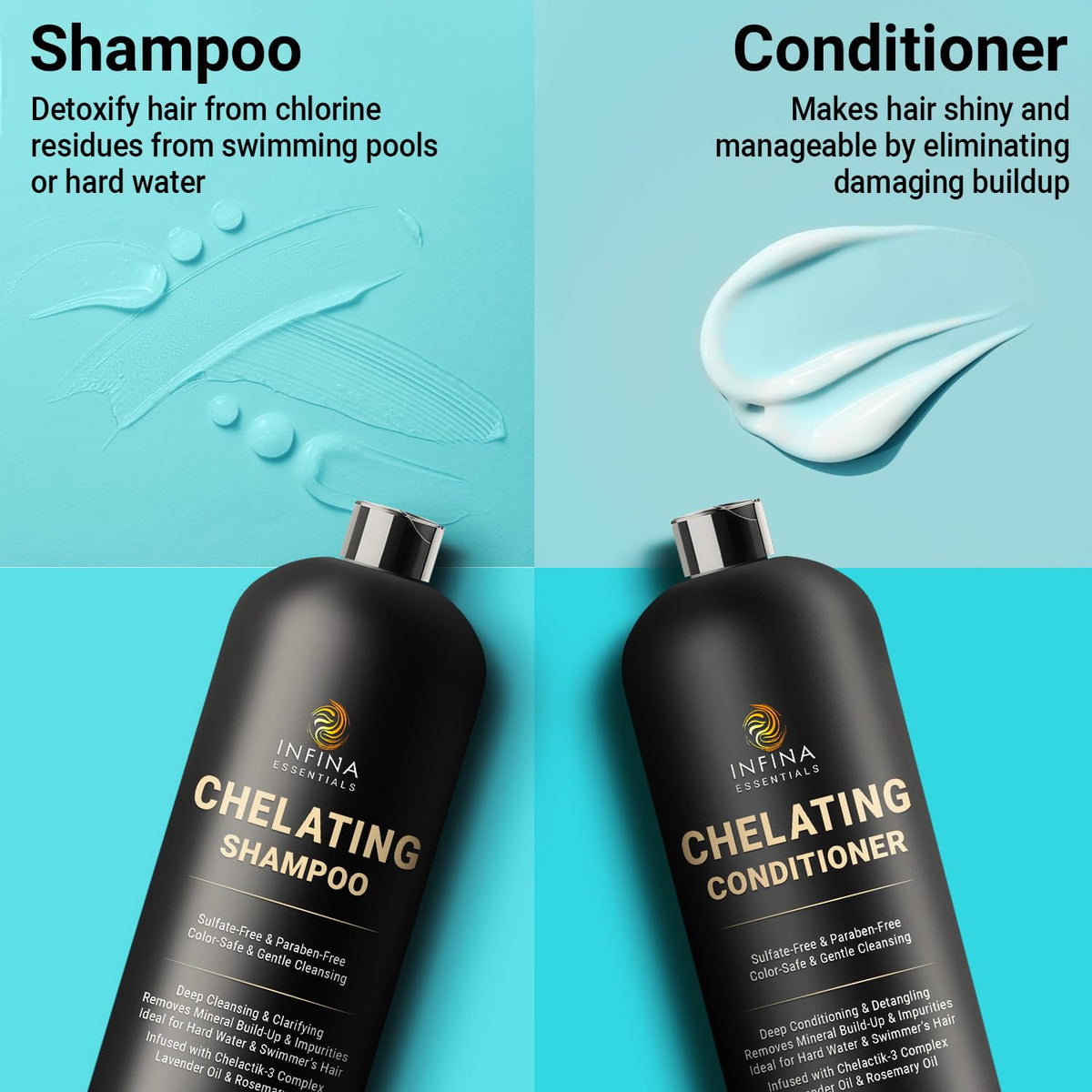 Infina Essentials Shine Restoration shows smoother, shinier hair after detox.