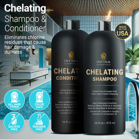 Infina Essentials Swimmers Hair Care setup demonstrates a swimmer-friendly routine for healthier hair.