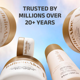 InfiniteAloe application on palm demonstrates quick, non-greasy absorption.