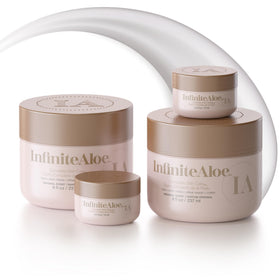 InfiniteAloe Complete Skin Care 8oz jar offers deep hydration for all skin types.