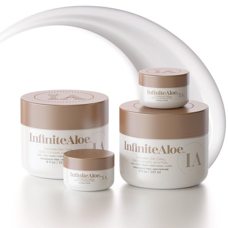 InfiniteAloe Complete Skin Care 8oz jar front view shows deep hydration.