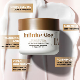 InfiniteAloe Complete Skin Care 8oz jar side view highlights sturdy packaging.