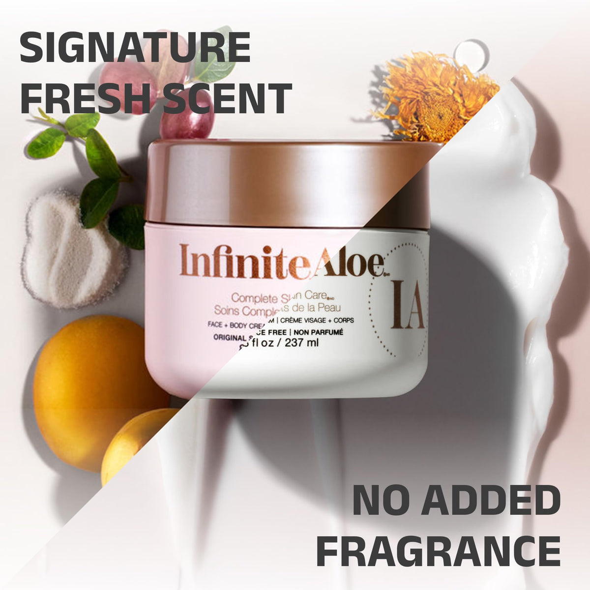 InfiniteAloe skin-softening effect for face and hands during daily routine.