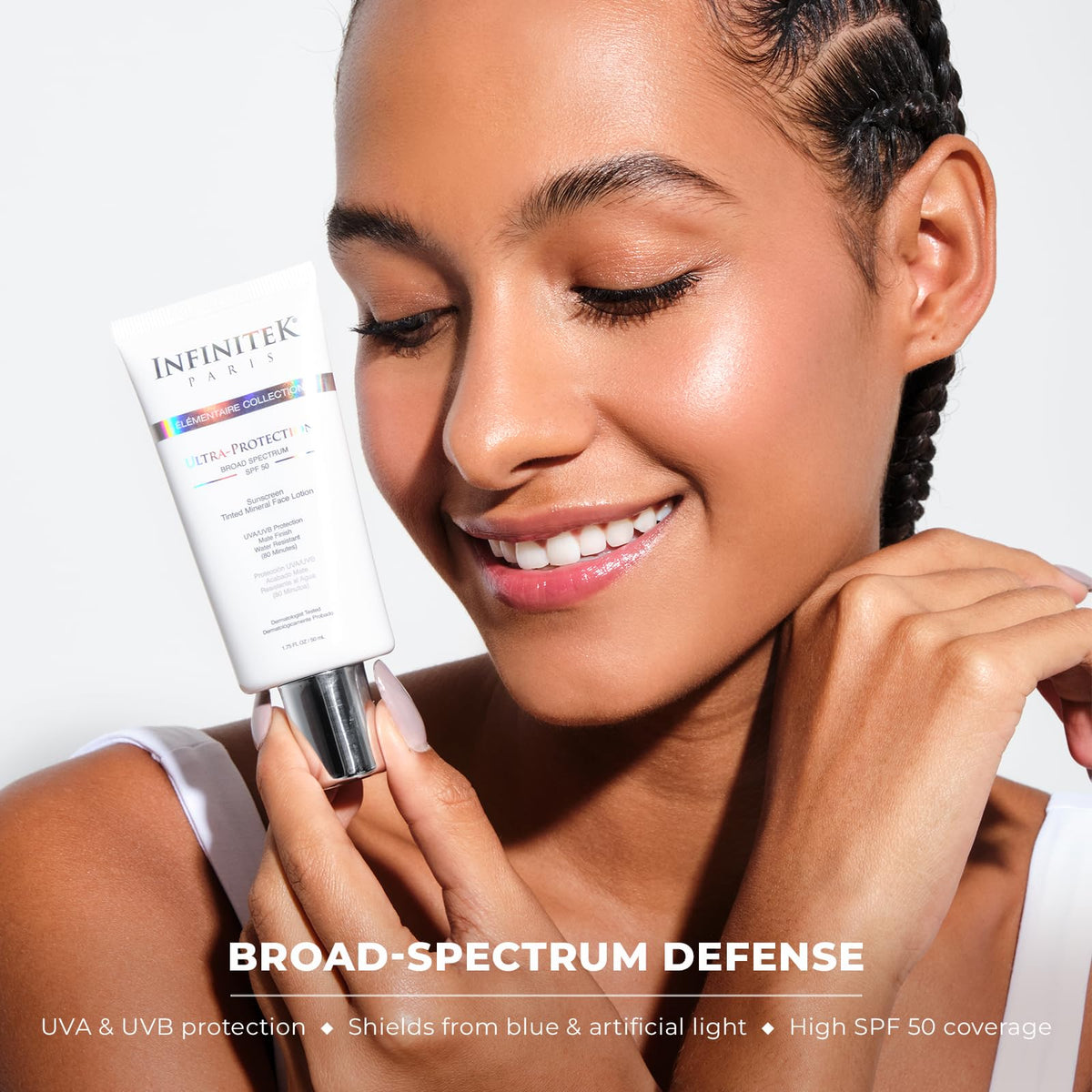 Infinitek Paris tinted mineral sunscreen swatch for natural, even complexion
