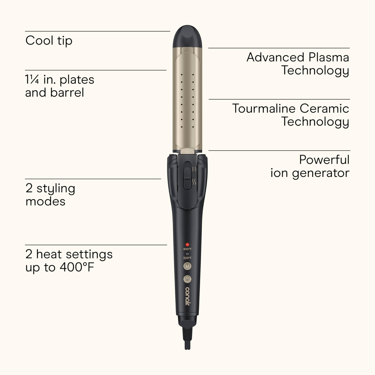 INFINITI PRO CONAIR 2-in-1 Styler tourmaline ceramic heat technology reduces frizz