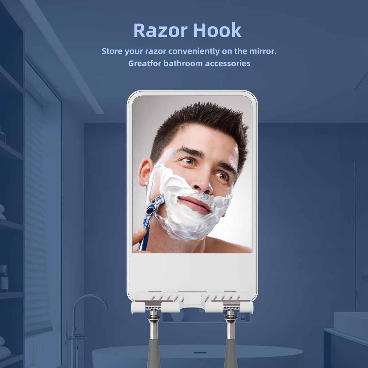 Infitrans Shower Mirror with adjustable angle supports your preferred shaving view.