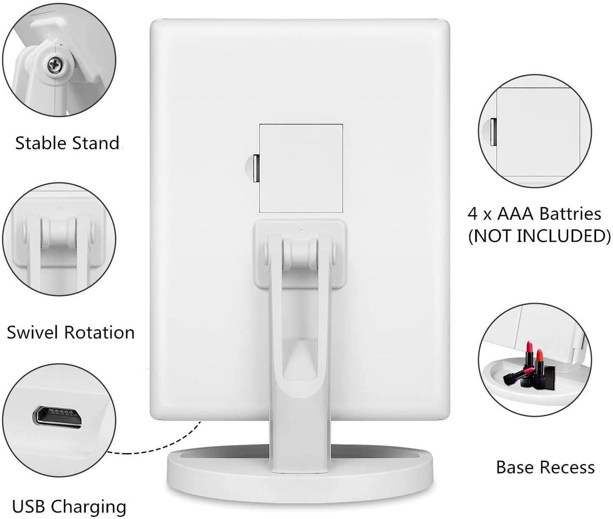 Infitrans Trifold mirror rotatable tri-fold design for flexible angles.