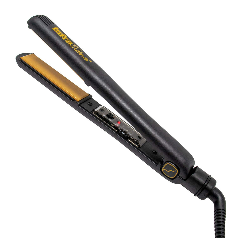 Infrashine Original flat iron front view, 1 inch, black, for sleek, frizz-free styling.