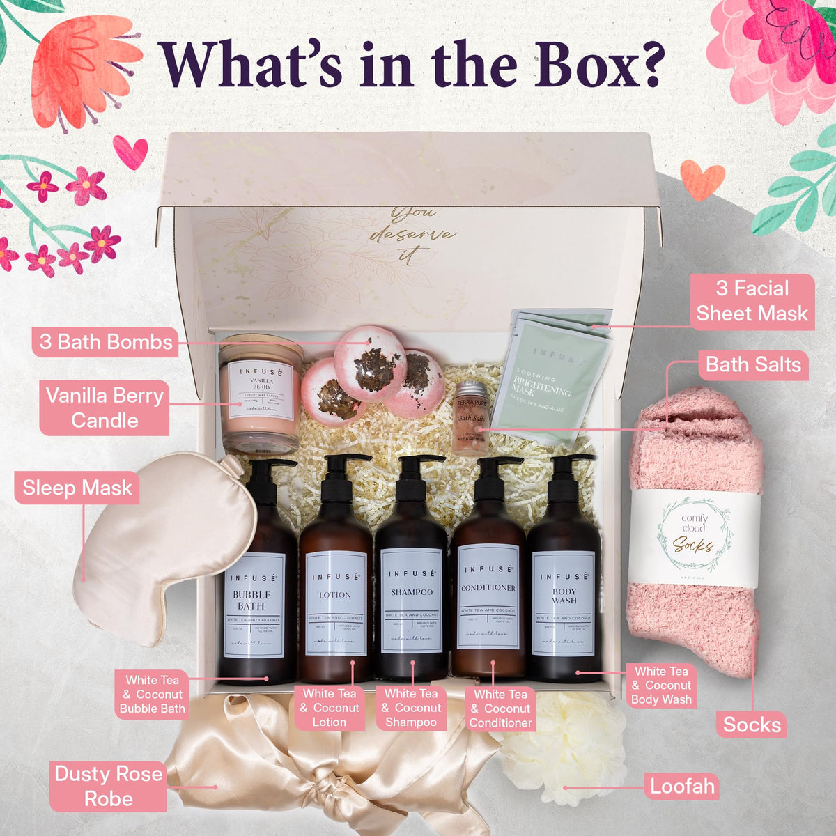 INFUSÉ exfoliating loofah, enhances shower refreshment and softer skin.