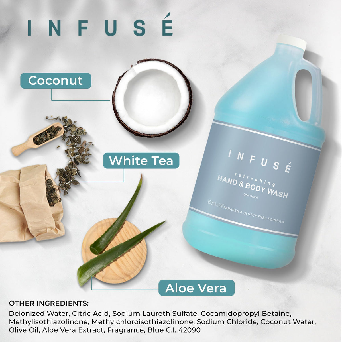 INFUSÉ natural ingredients label highlights plant based formula