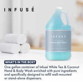 INFUSÉ wall dispenser with gallon refill ready for vacation rentals