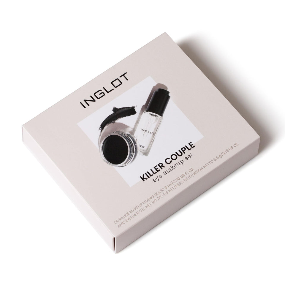Inglot Eye Set Duraline and AMC Gel close-up shows rich pigment for bold lines.