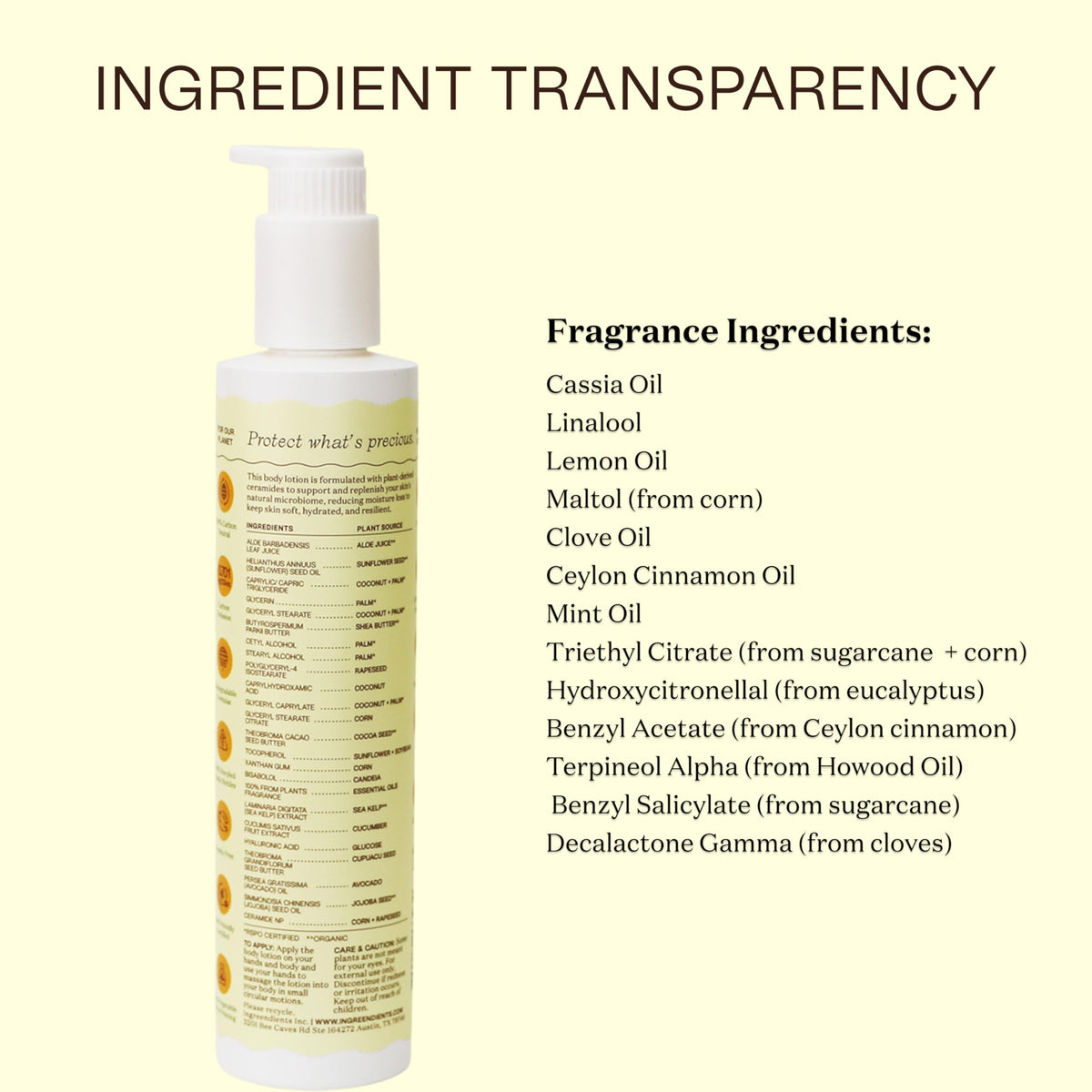 California-made Ingreendients Ceramides Body Lotion bottle