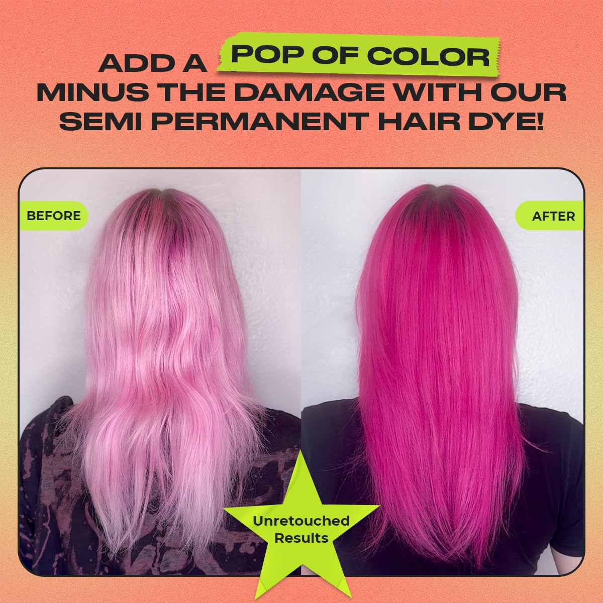 INH Aura Quartz Pink on blonde strands shows a bold pink glow.