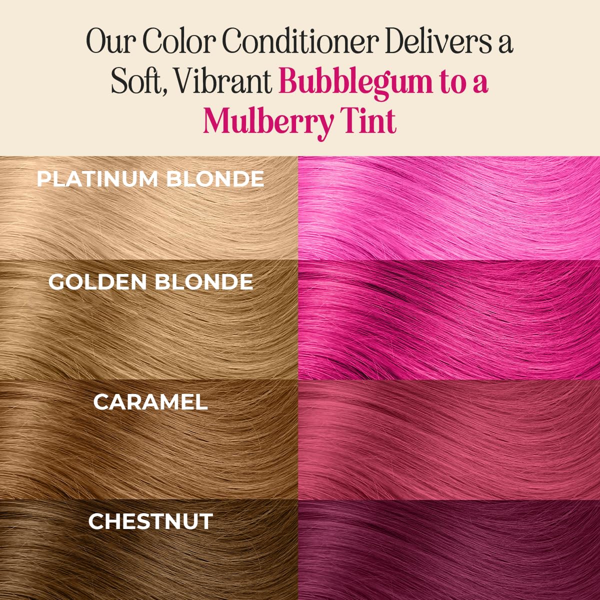 INH Flamingo Topaz pink tint adds vibrant shine without bleach.
