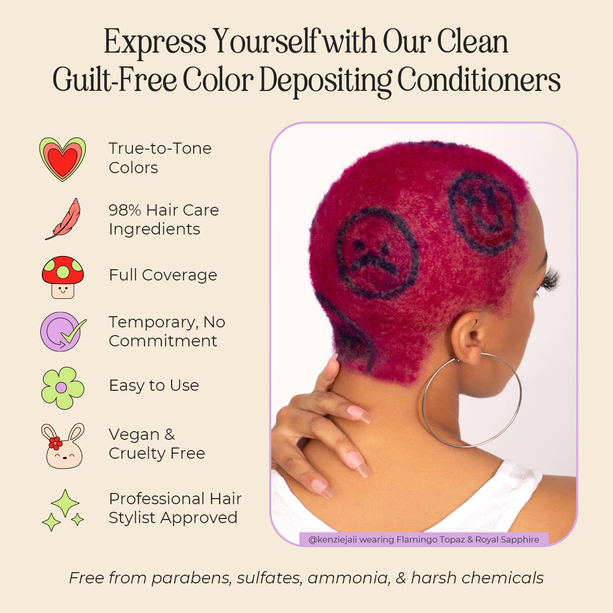 INH Flamingo Topaz vegan sulfate-free dye option for subtle color.