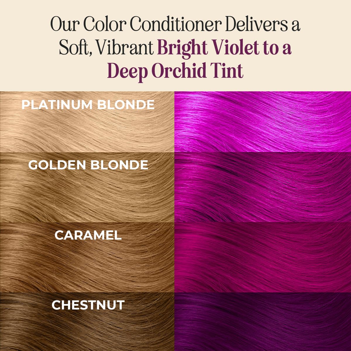 INH Garnet Violet applying hair shows ready-to-use color deposit.