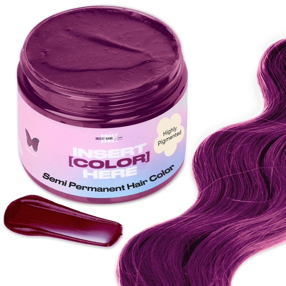 INH Garnet Violet packaging highlights vegan, ammonia-free color care.