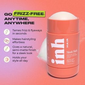 INH Hair Wax Sleek Stick applying to tame frizz and add shine