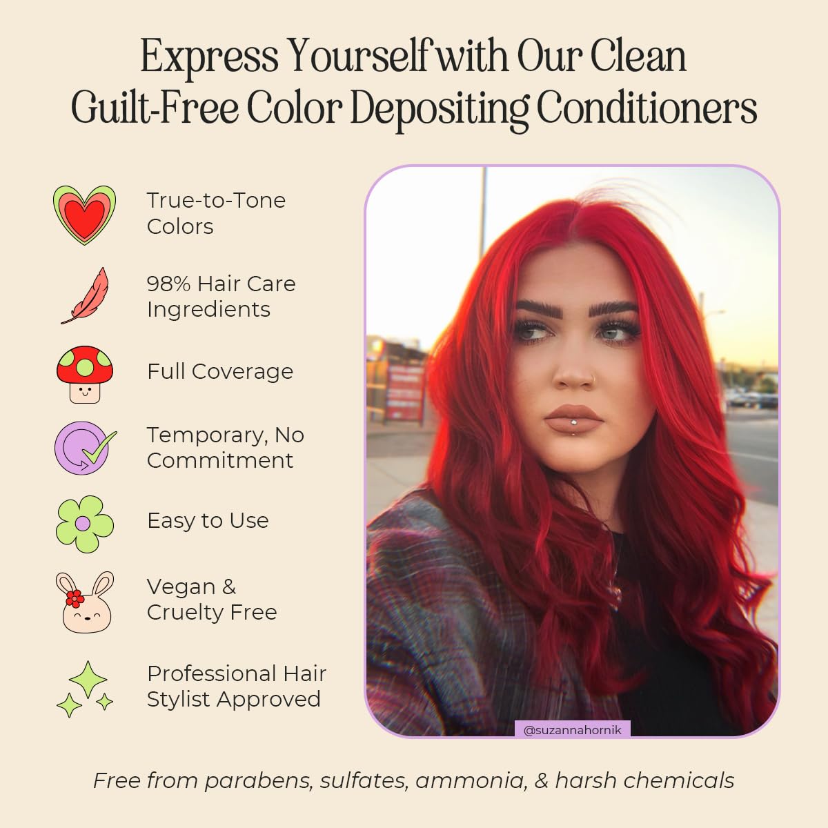 INH Ruby Red swatches on skin show temporary color options without commitment.