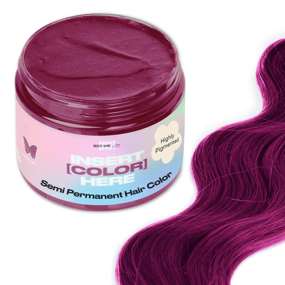 INH Pink Crystal Tint jar shows vibrant color deposit for hair