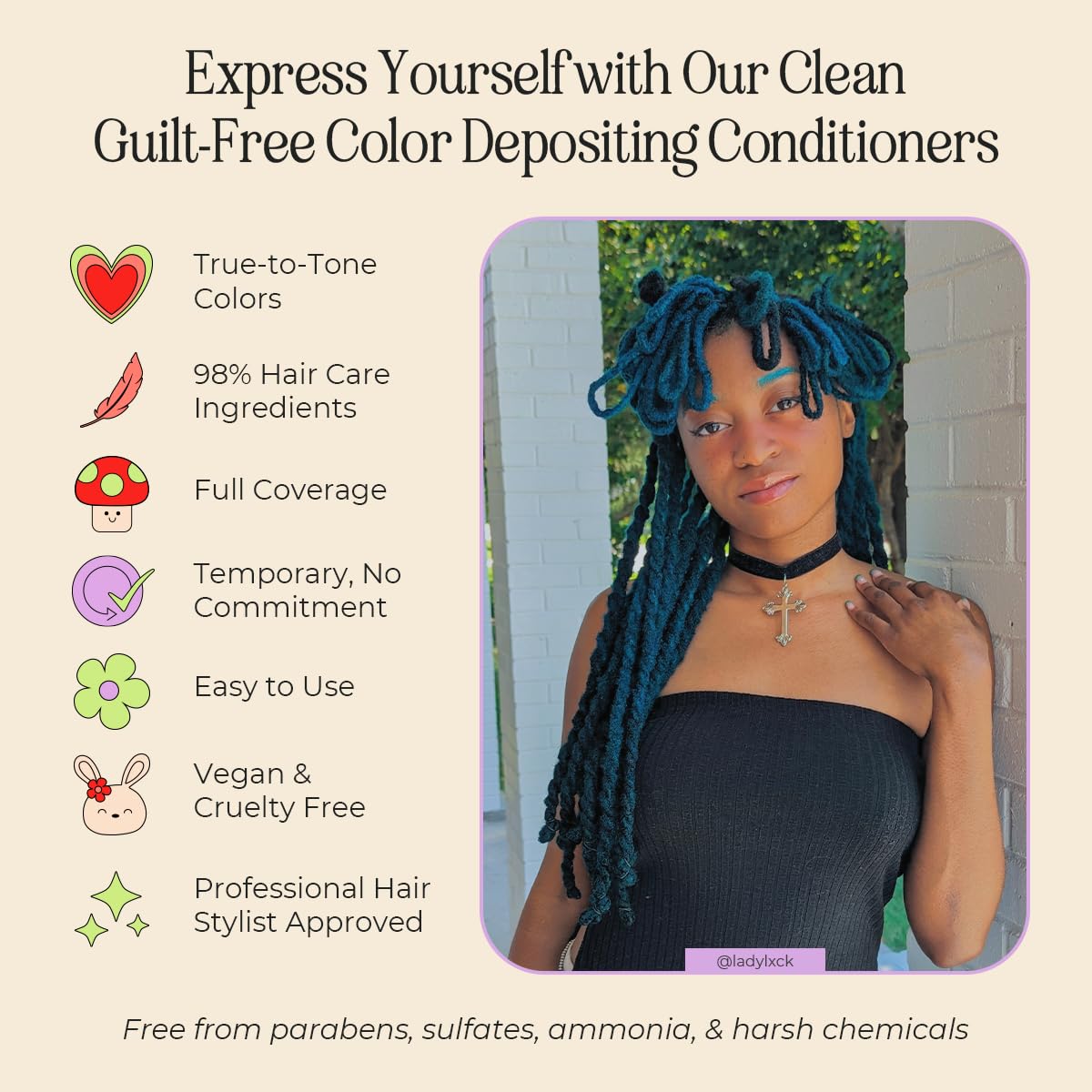 INH vegan ammonia-free sulfate-free formula protects scalp during color application.