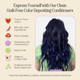 INH vegan sulfate-free formula shown on hair for healthy color results.