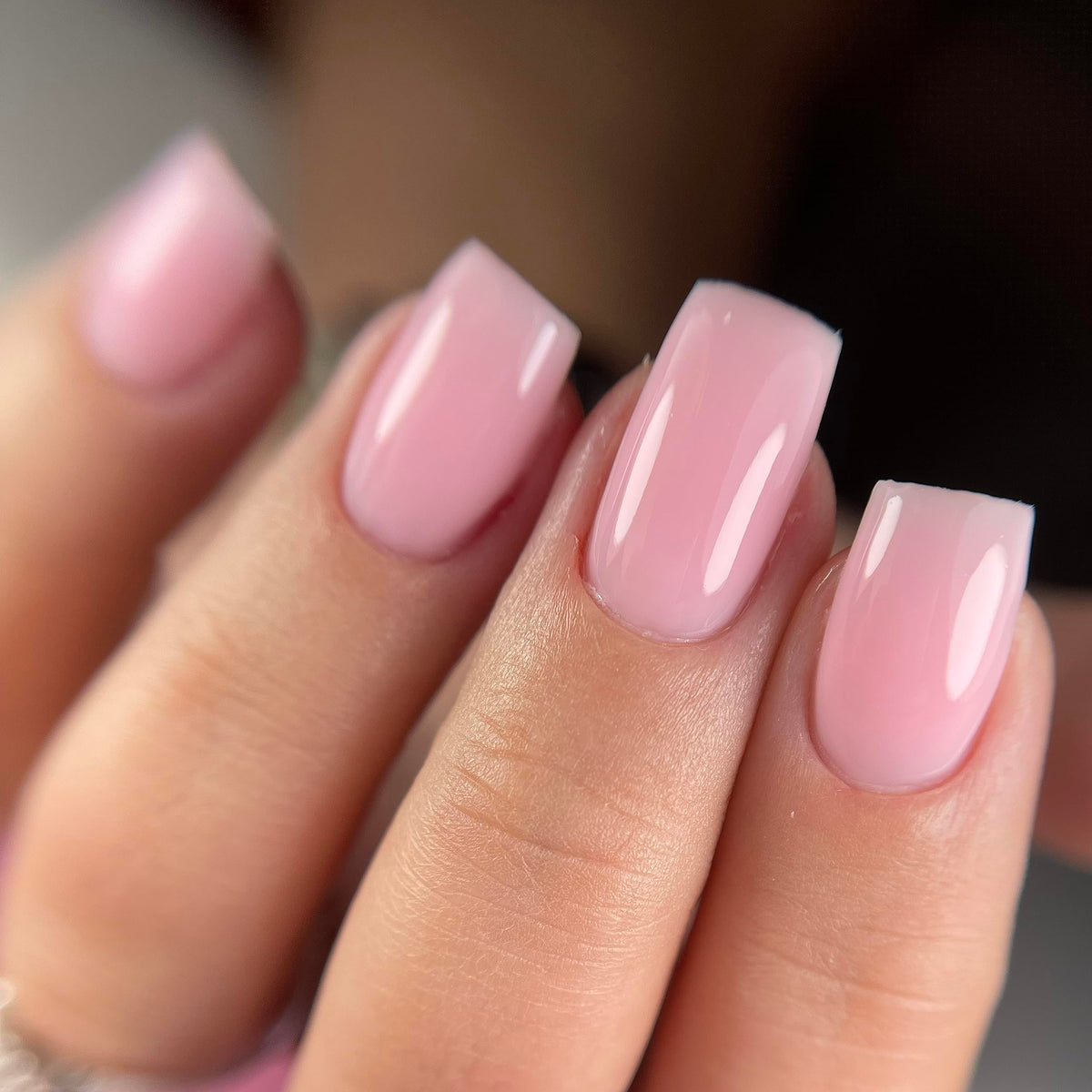 IN.HYPE camouflage gel highlighting a refined smile-line French manicure.